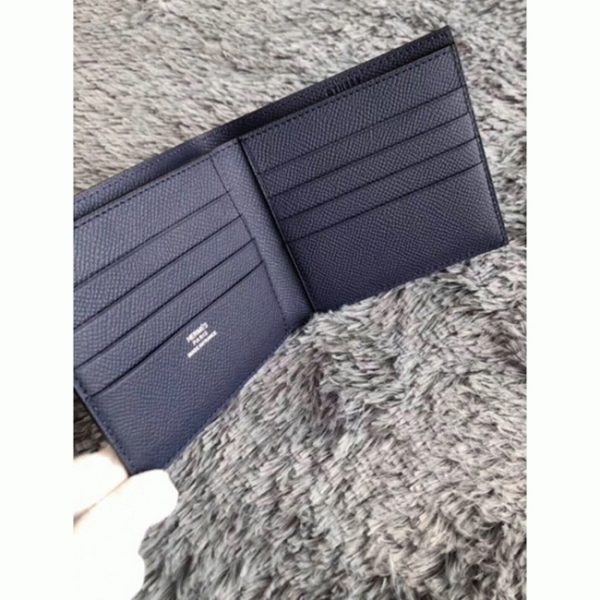 Faux Portefeuille Compact Copernic Hermès Bleu Foncé de Qualité Supérieure – Image 4