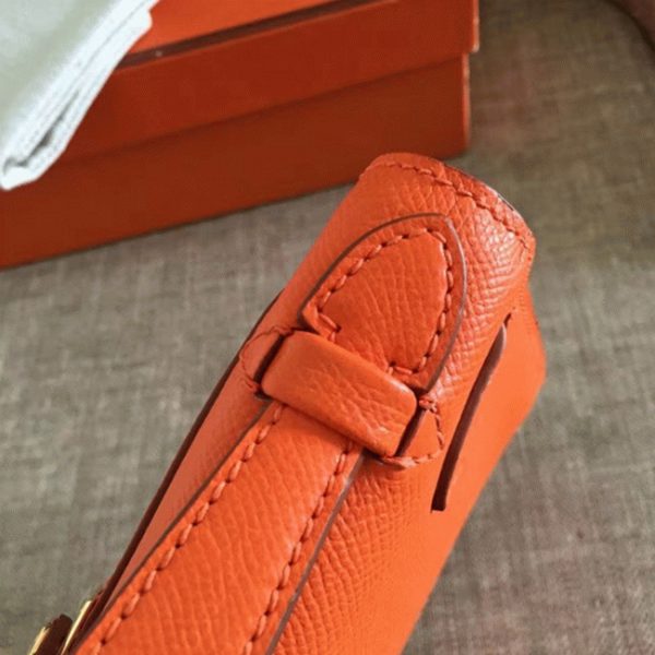 Réplique Sac à main Hermès Kelly Pochette Orange Epsom – Image 8