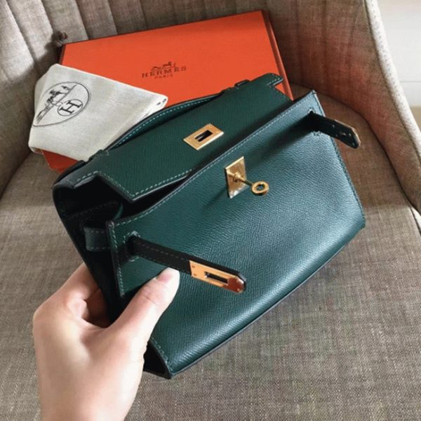 AAA Réplique Sac à main Hermès Kelly Pochette Malachite Epsom – Image 8