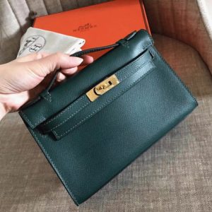 AAA Réplique Sac à main Hermès Kelly Pochette Malachite Epsom