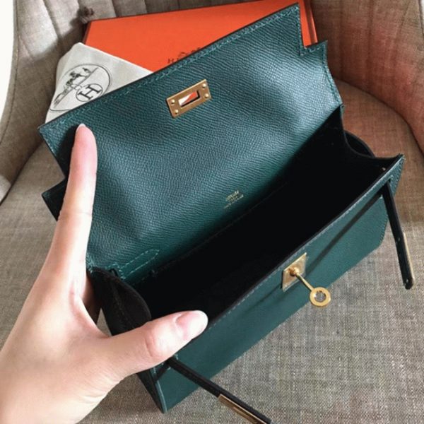 AAA Réplique Sac à main Hermès Kelly Pochette Malachite Epsom – Image 3