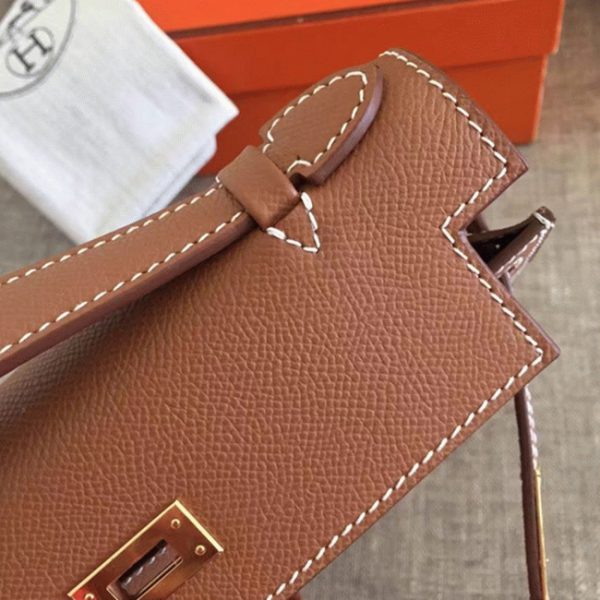Réplique Haute Qualité Sac à main Hermès Kelly Pochette Or Epsom – Image 4
