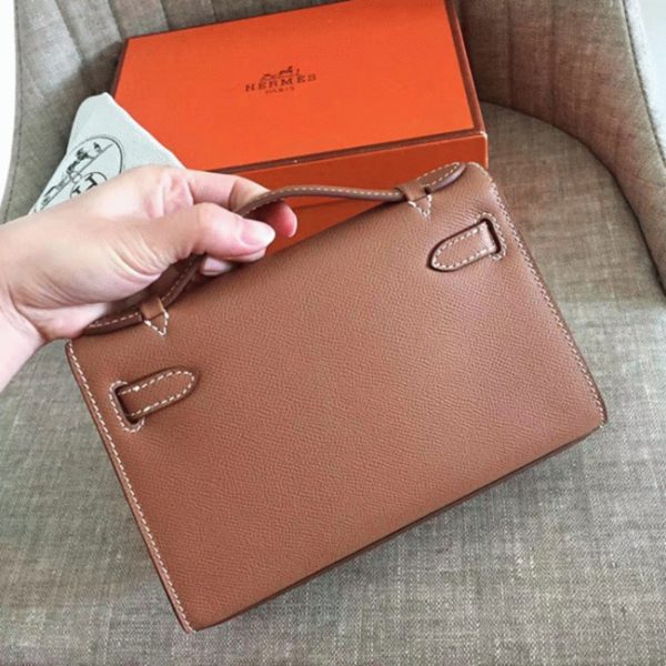 Réplique Haute Qualité Sac à main Hermès Kelly Pochette Or Epsom – Image 2