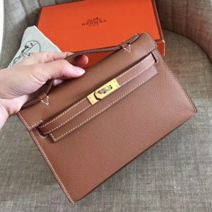 Réplique Haute Qualité Sac à main Hermès Kelly Pochette Or Epsom