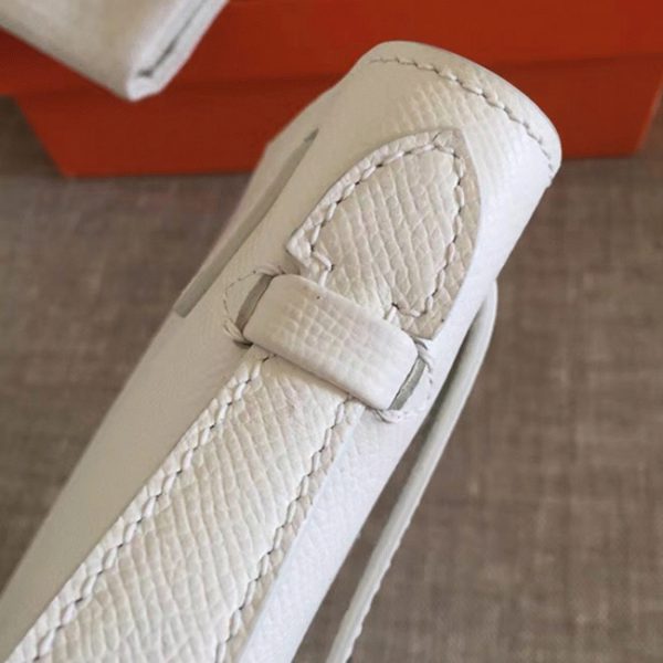 Fausse Sac à main Hermès Kelly Pochette Blanc Epsom – Image 7