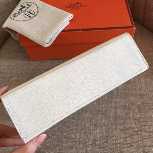 Fausse Sac à main Hermès Kelly Pochette Blanc Epsom – Image 6