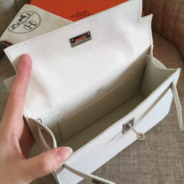 Fausse Sac à main Hermès Kelly Pochette Blanc Epsom – Image 3