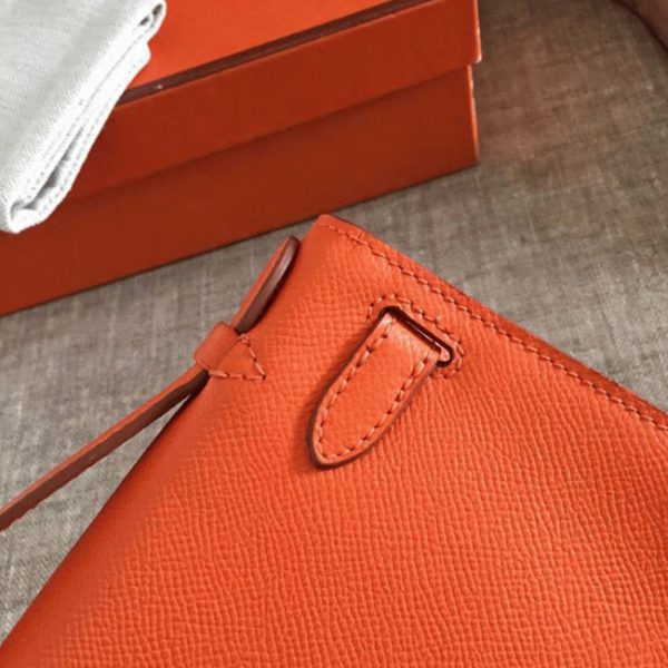 Réplique Sac à main Hermès Kelly Pochette Orange Epsom – Image 6