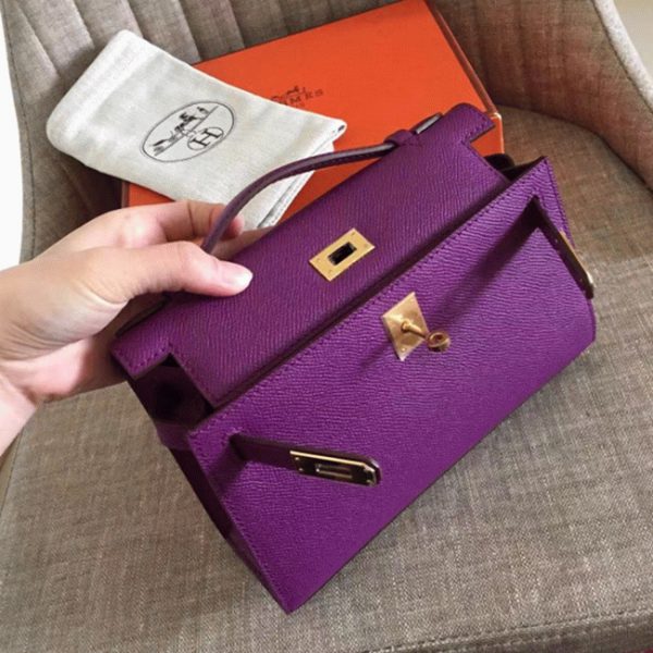 Contrefaçon Sac à main Hermès Kelly Pochette Cyclamen Epsom – Image 7