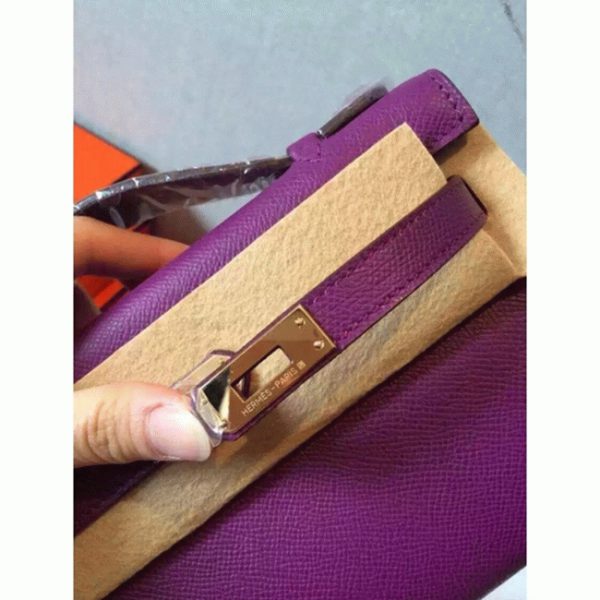 Contrefaçon Sac à main Hermès Kelly Pochette Cyclamen Epsom – Image 6