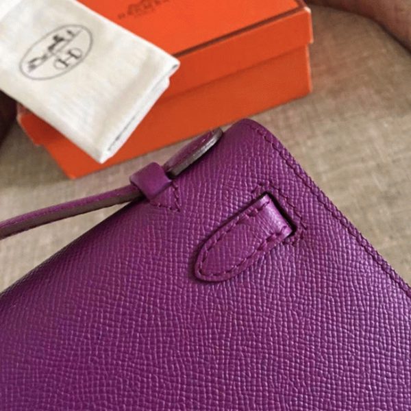 Contrefaçon Sac à main Hermès Kelly Pochette Cyclamen Epsom – Image 5