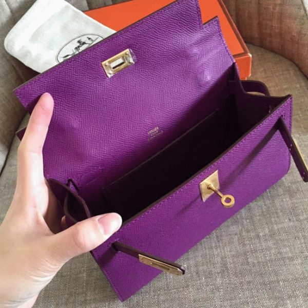 Contrefaçon Sac à main Hermès Kelly Pochette Cyclamen Epsom – Image 2