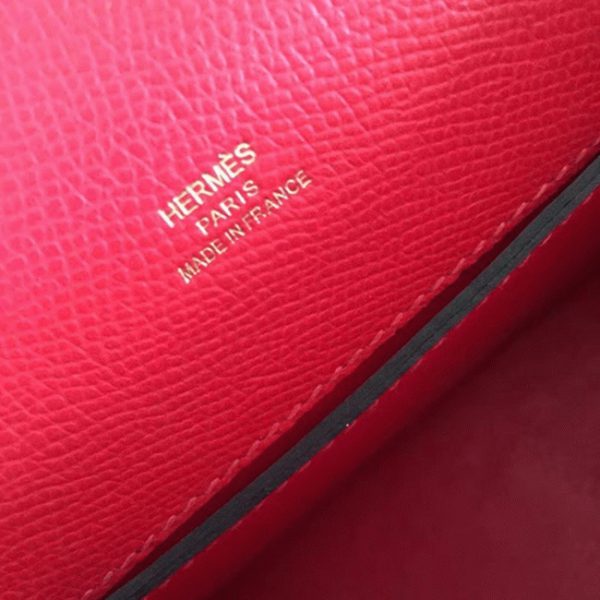 Fausse de designer Sac à main Hermès Kelly Pochette Rouge Epsom – Image 7