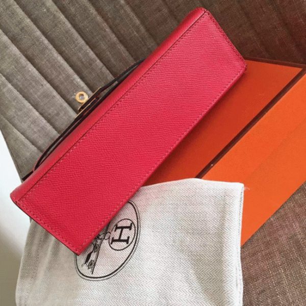 Fausse de designer Sac à main Hermès Kelly Pochette Rouge Epsom – Image 6