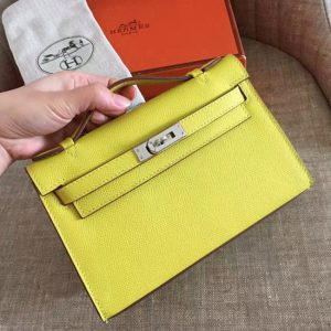 Contrefaçon Sac à main Hermès Kelly Pochette Soufre Epsom