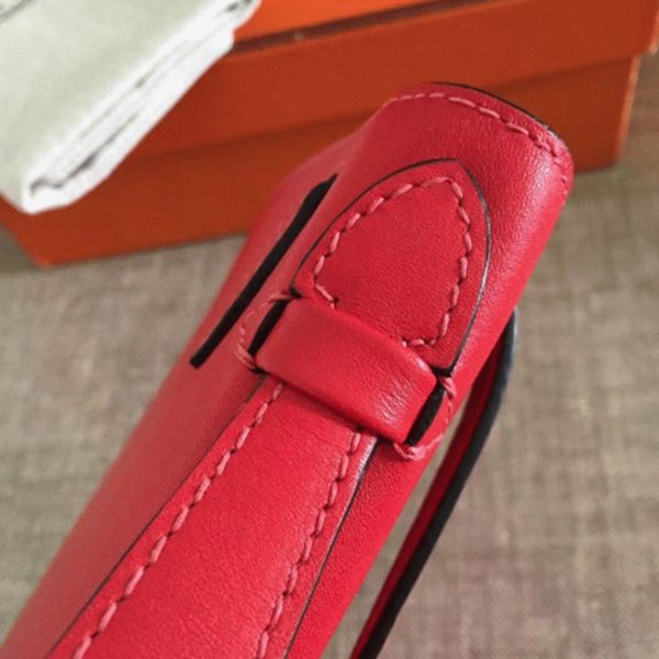 Top Fausse Sac à main Hermès Kelly Pochette Rouge Swift – Image 5