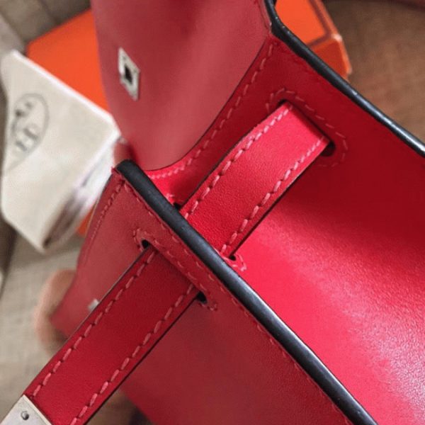 Top Fausse Sac à main Hermès Kelly Pochette Rouge Swift – Image 2