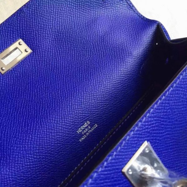 Réplique Sac à main Hermès Kelly Pochette Bleu électrique Epsom – Image 6