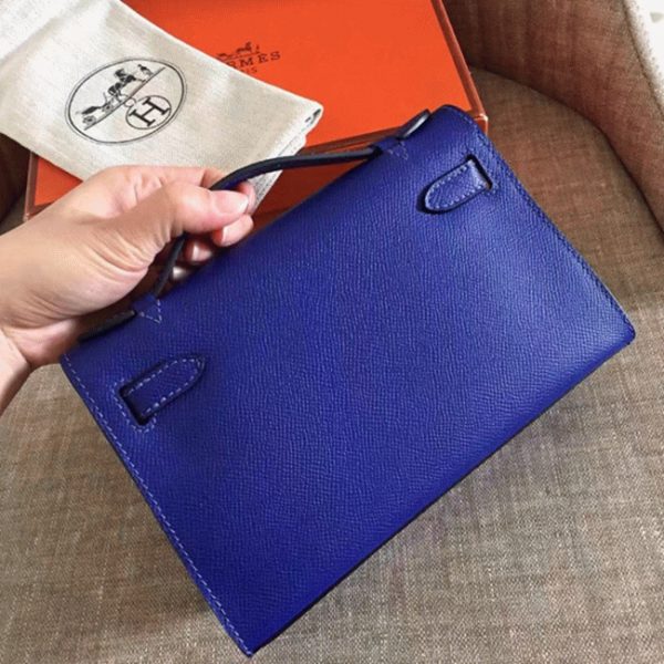 Réplique Sac à main Hermès Kelly Pochette Bleu électrique Epsom – Image 3