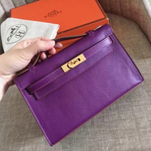 Fausse Sac à main Hermès Kelly Pochette Cyclamen Swift