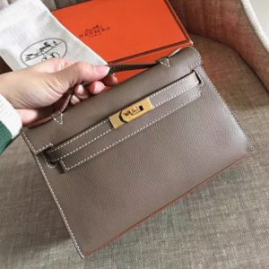 Top Réplique Sac à main Hermès Kelly Pochette étoupe Epsom