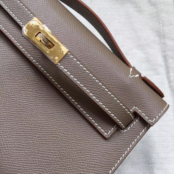 Top Réplique Sac à main Hermès Kelly Pochette étoupe Epsom – Image 3