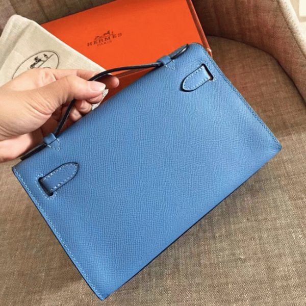 Contrefaçon Sac à main Hermès Kelly Pochette Céleste Epsom – Image 6