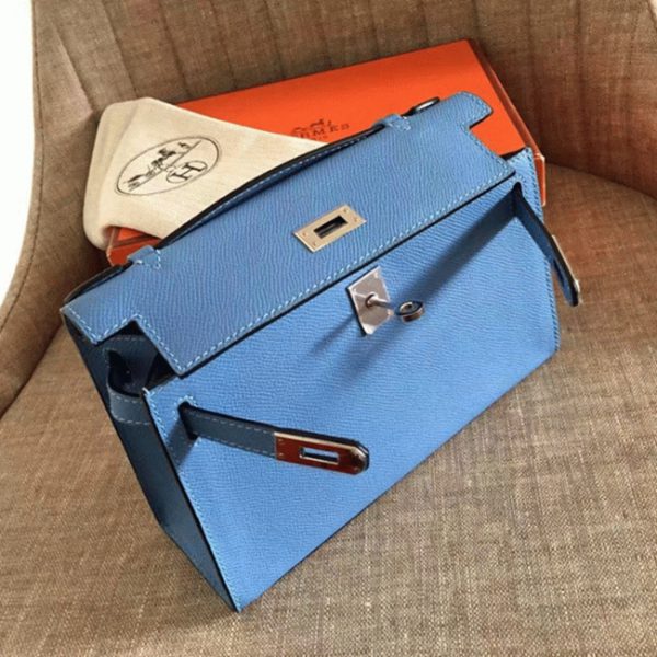 Contrefaçon Sac à main Hermès Kelly Pochette Céleste Epsom – Image 5