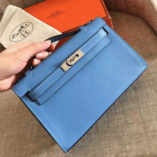 Contrefaçon Sac à main Hermès Kelly Pochette Céleste Epsom