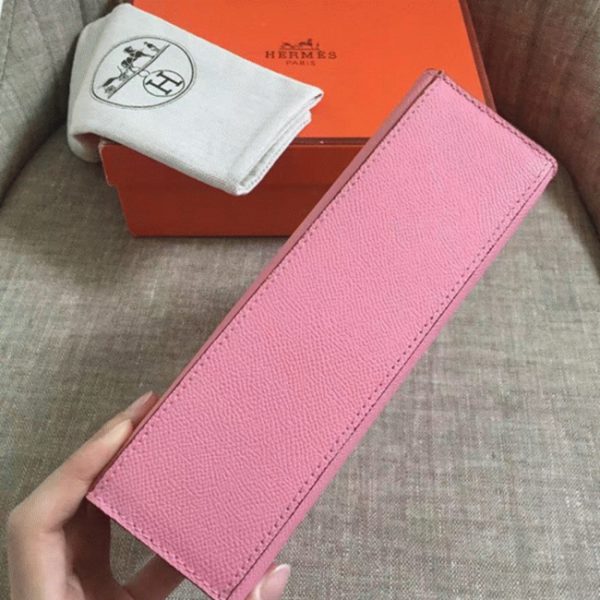 Fausse de luxe Sac à main Hermès Kelly Pochette Rose Epsom – Image 5