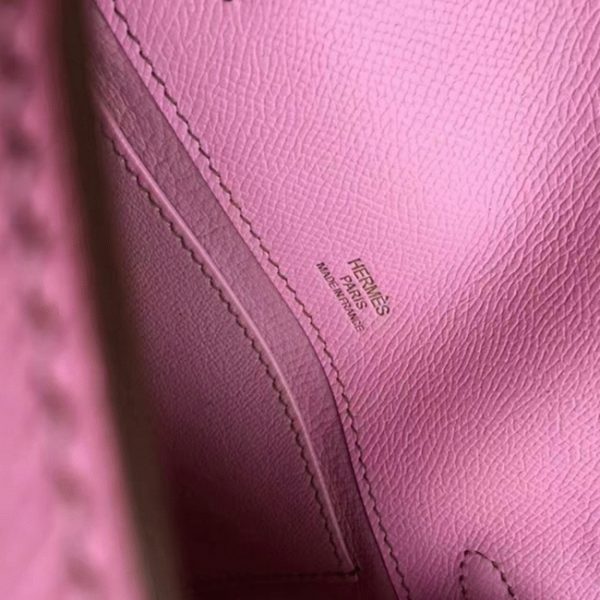 Fausse de luxe Sac à main Hermès Kelly Pochette Rose Epsom – Image 3
