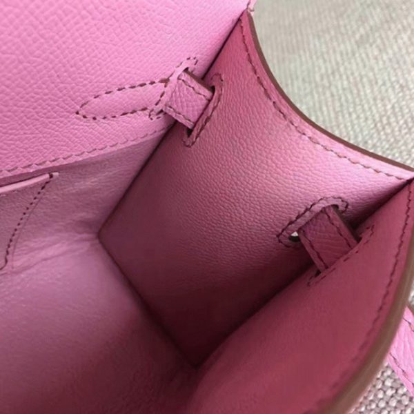 Fausse de luxe Sac à main Hermès Kelly Pochette Rose Epsom – Image 2