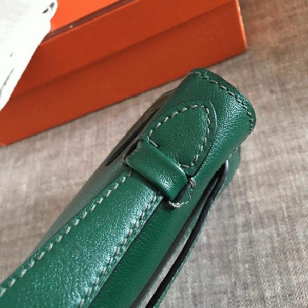Fausse Sac à main Hermès Kelly Pochette Malachite Swift – Image 8