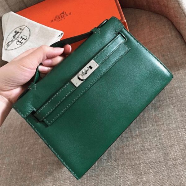 Fausse Sac à main Hermès Kelly Pochette Malachite Swift