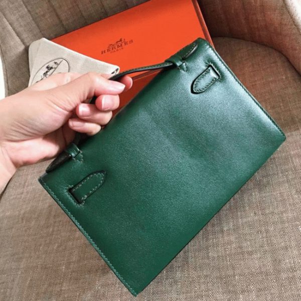 Fausse Sac à main Hermès Kelly Pochette Malachite Swift – Image 4