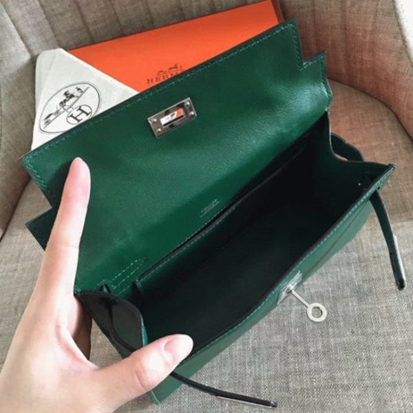 Fausse Sac à main Hermès Kelly Pochette Malachite Swift – Image 3