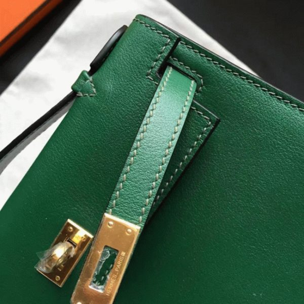 Fausse Sac à main Hermès Kelly Pochette Malachite Swift – Image 2