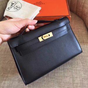 Top Réplique de luxe Sac à main Hermès Kelly Pochette Noir Swift