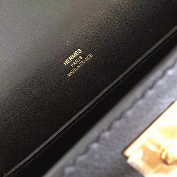 Top Réplique de luxe Sac à main Hermès Kelly Pochette Noir Swift – Image 5