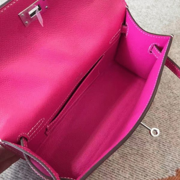 Contrefaçon Sac à main Hermès Kelly Pochette Rouge Rose Epsom – Image 7