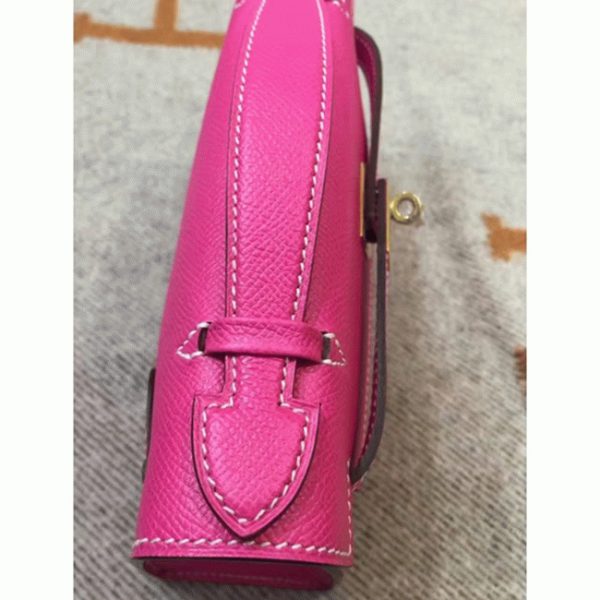 Contrefaçon Sac à main Hermès Kelly Pochette Rouge Rose Epsom – Image 4