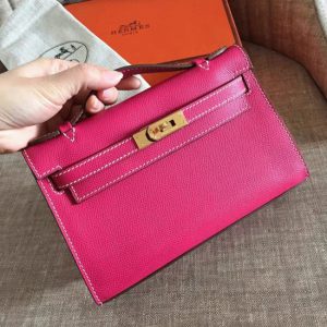 Contrefaçon Sac à main Hermès Kelly Pochette Rouge Rose Epsom