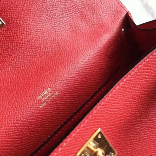Fausse Sac à main Hermès Kelly Pochette Rouge Vif Epsom – Image 3
