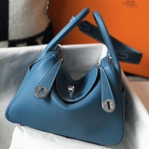 Réplique Sac Lindy 26cm Hermès Bleu Jean