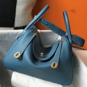 Faux Sac Lindy 30cm Hermès Bleu Jean