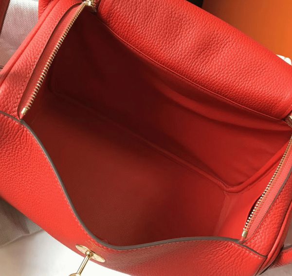 Réplique Designer Sac Lindy 30cm Hermès Rouge – Image 2
