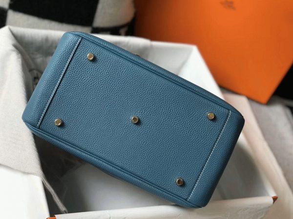 Faux Sac Lindy 30cm Hermès Bleu Jean – Image 8