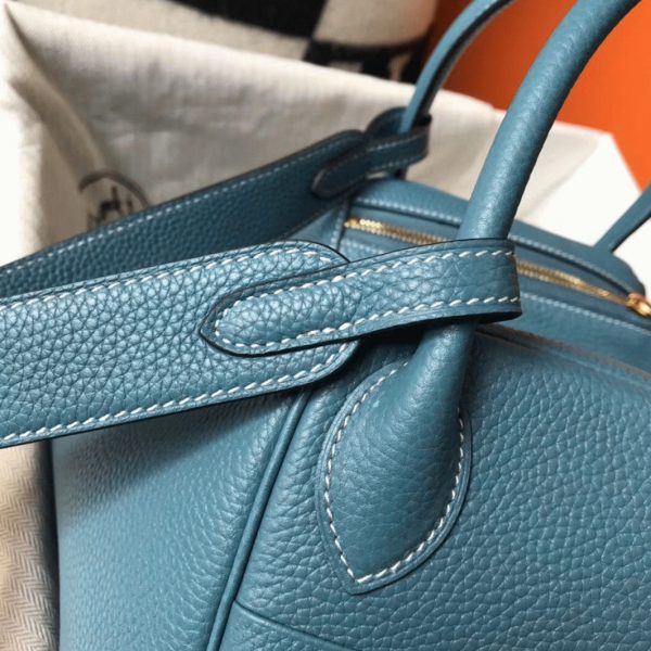 Faux Sac Lindy 30cm Hermès Bleu Jean – Image 7