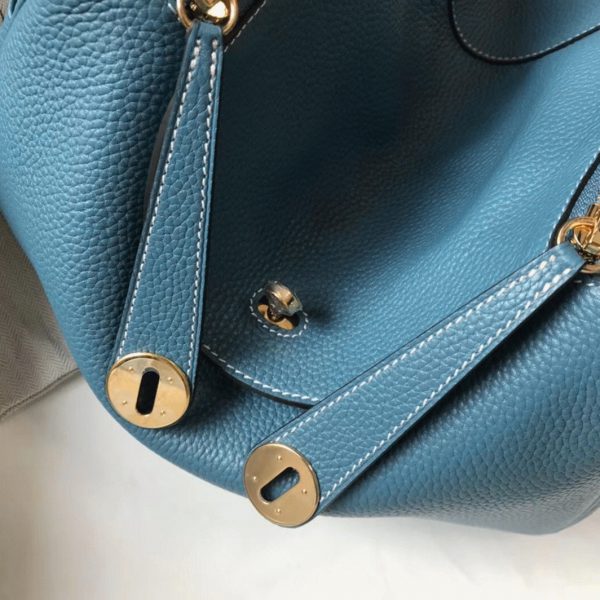 Faux Sac Lindy 30cm Hermès Bleu Jean – Image 6