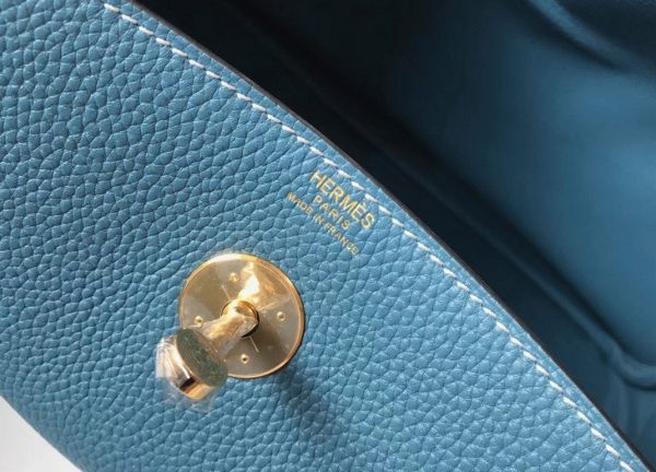 Faux Sac Lindy 30cm Hermès Bleu Jean – Image 5